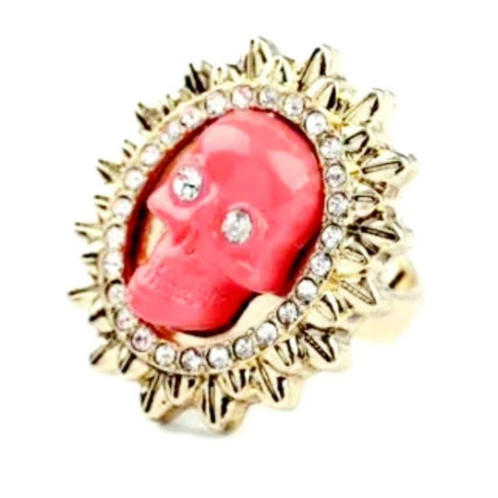 Women size 7 crystal pink skull ring